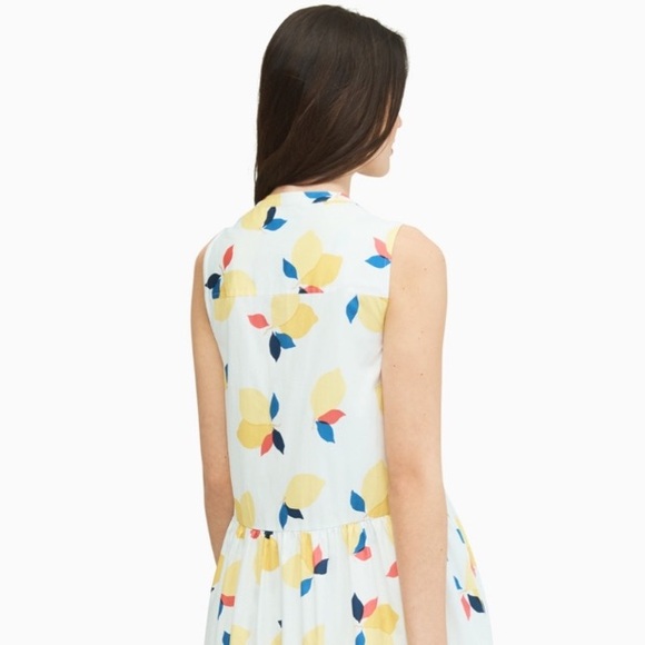 KATE SPADE Lemon Zest Cotton SHIRT DRESS Pockets Hidden Button Summer Sleeveless - Picture 2 of 10